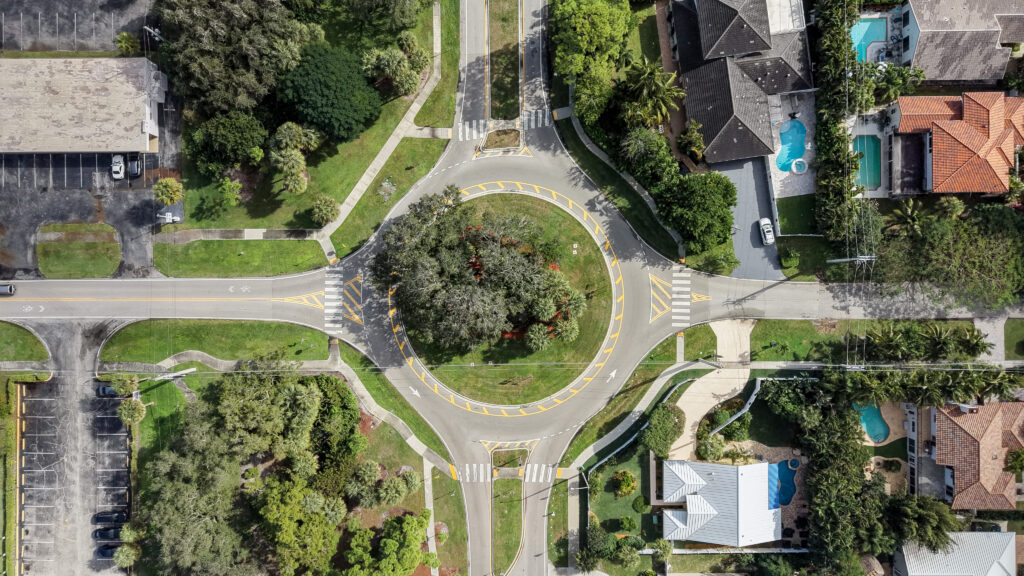 Iconic roundabout in the Palm Beach Farms neighborhood of Boca Raton, Florida
