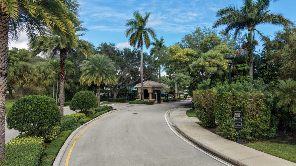 Gated entrance to the Boca East Estates community in East Boca Raton