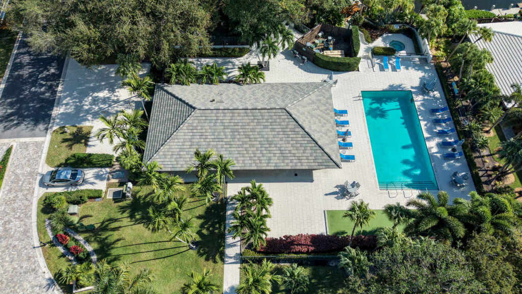 Clubhouse and pool amenity at Boca Marina Yacht Club in East Boca Raton