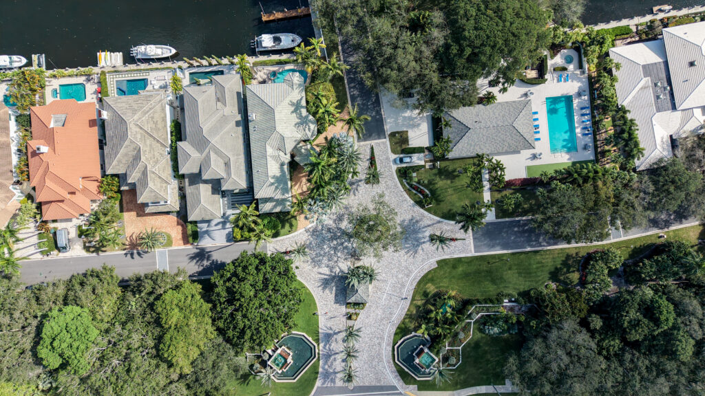 Neighborhood entrance and guardhouse area at Boca Marina Yacht Club in East Boca Raton