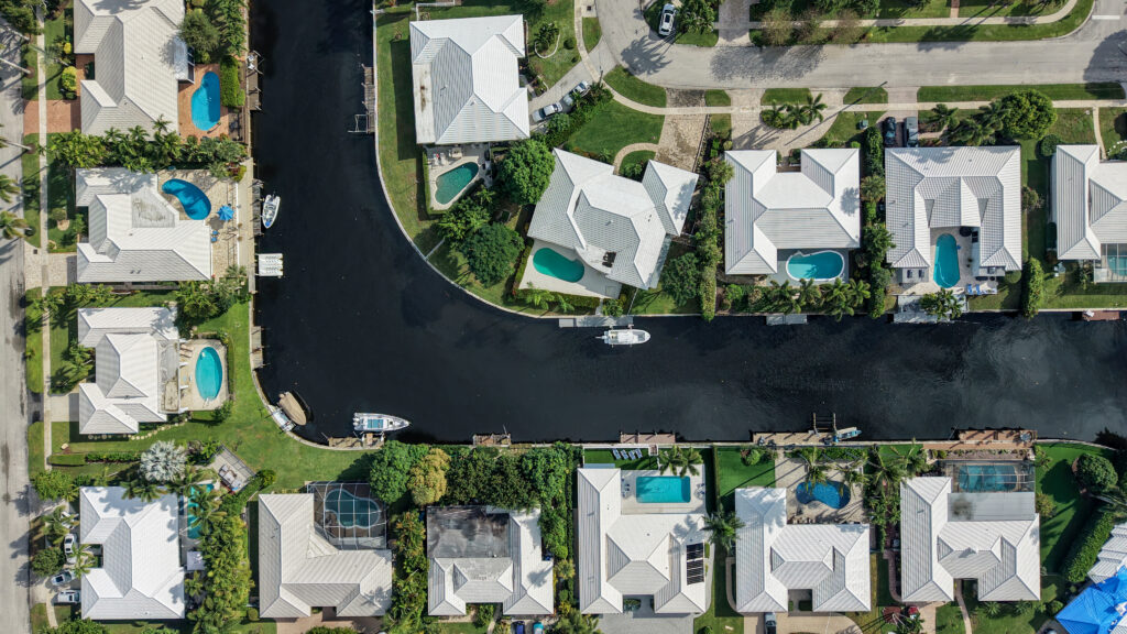 Canal-front homes in the Camino Gardens neighborhood of Boca Raton
