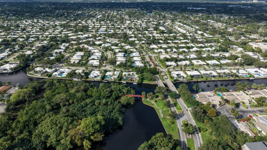 Aerial view showing Camino Gardens’ location in East Boca Raton, Florida