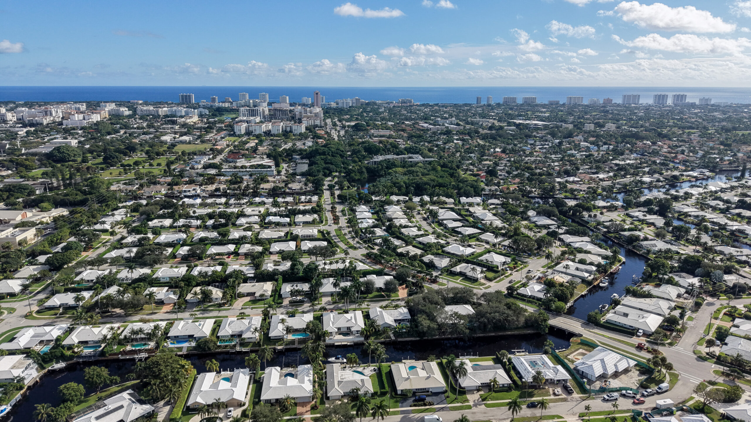 Tree-lined residential street in Camino Gardens Boca Raton