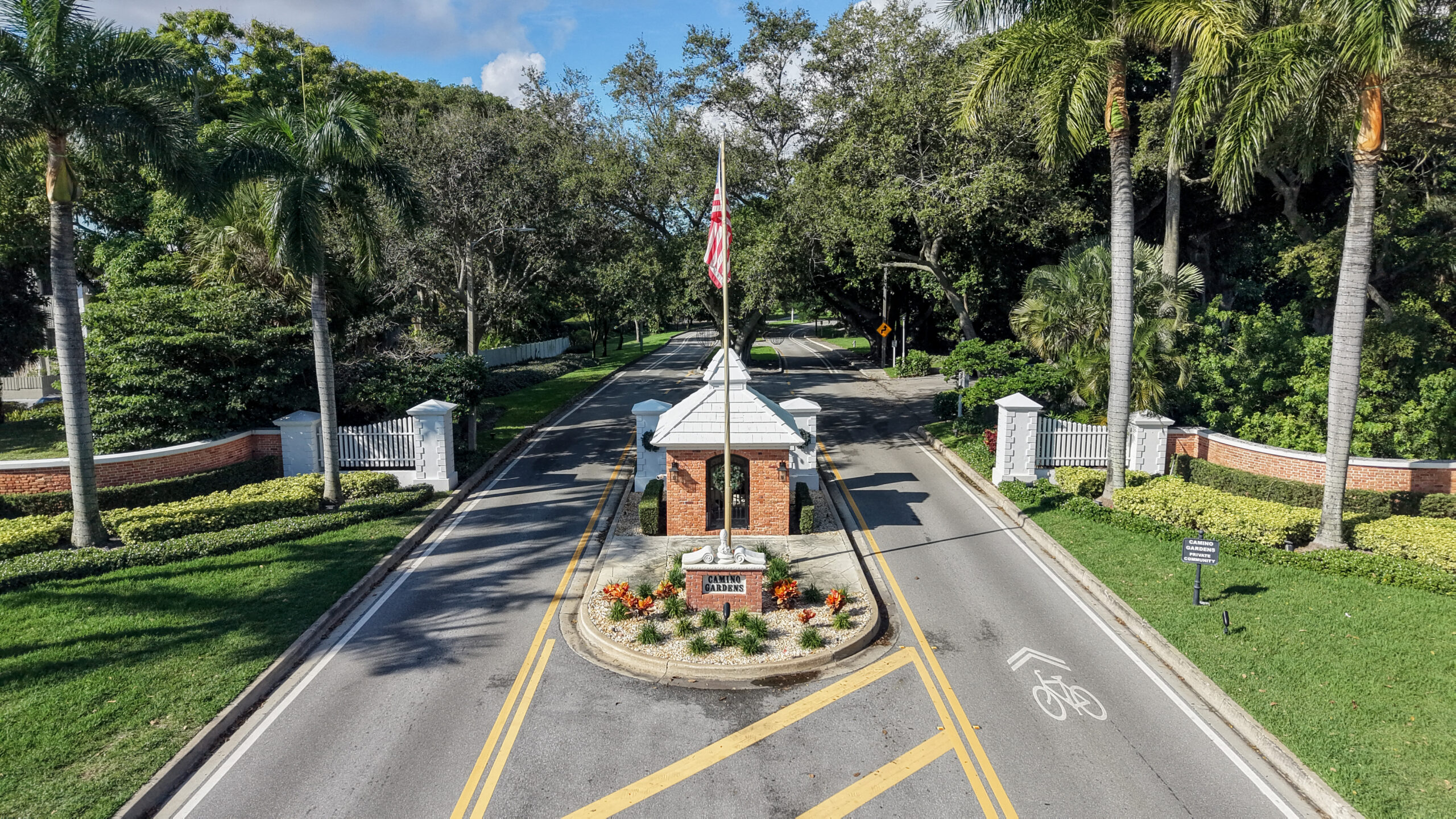 Aerial view showing Camino Gardens location in East Boca Raton