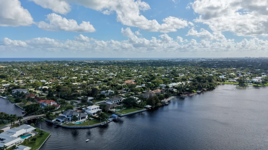 Aerial view of the Lake Ida neighborhood in Delray Beach, Florida