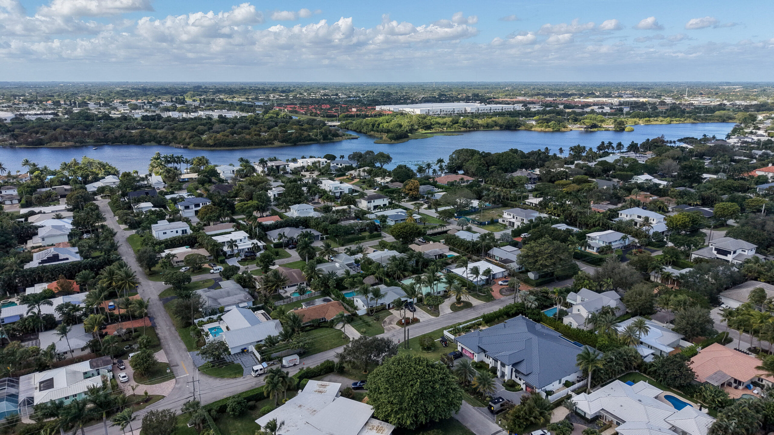 Aerial view of Lake Ida waterway in Delray Beach