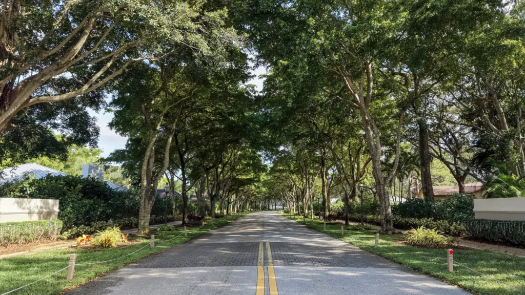 Neighborhood entrance to the Millpond community in Boca Raton, Florida