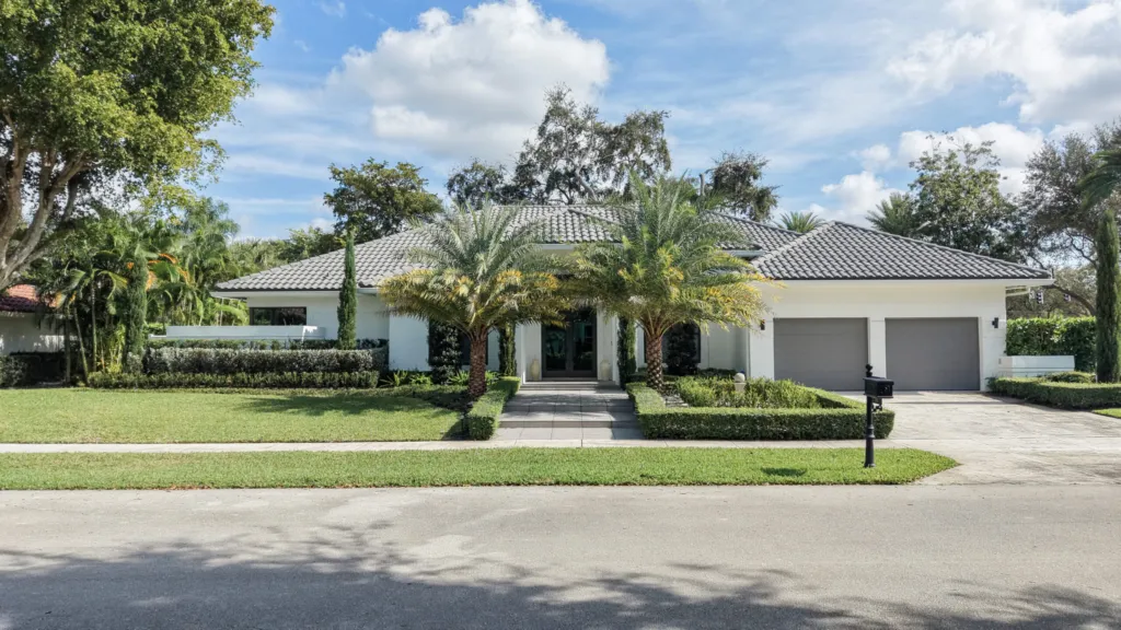 Single-story home exterior in the New Floresta neighborhood of Boca Raton