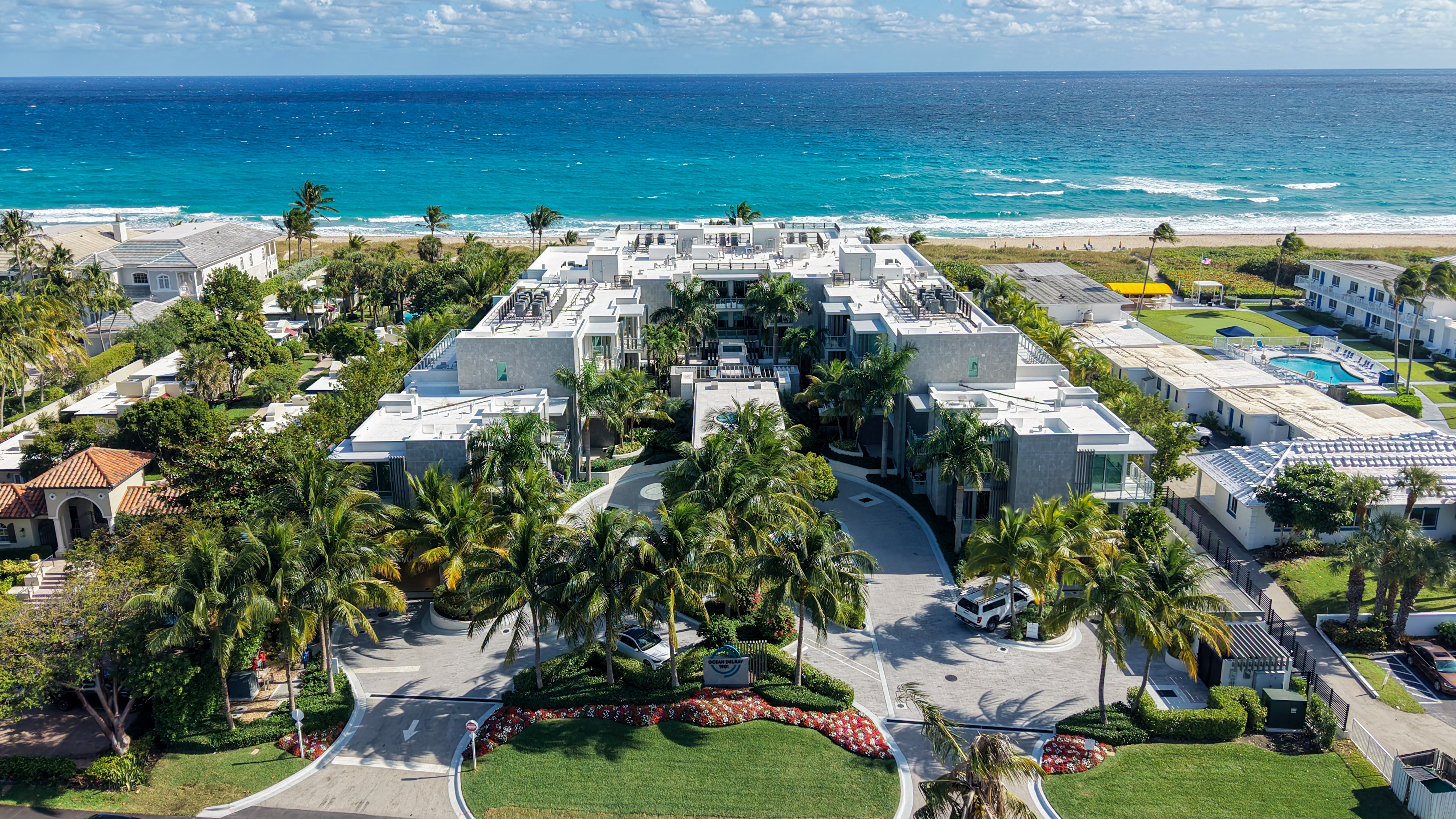 Boutique oceanfront Ocean Delray condominium building on the coast in Delray Beach