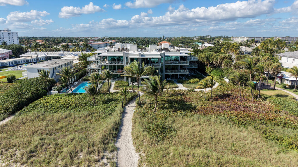 Aerial view of Ocean Delray condominium in Delray Beach, Florida