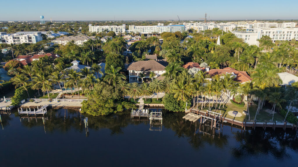 Waterfront homes with private docks near Palm Trail in Delray Beach, Florida