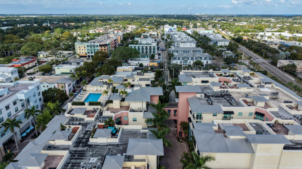 Aerial view of the Pineapple Grove district in Delray Beach, Florida