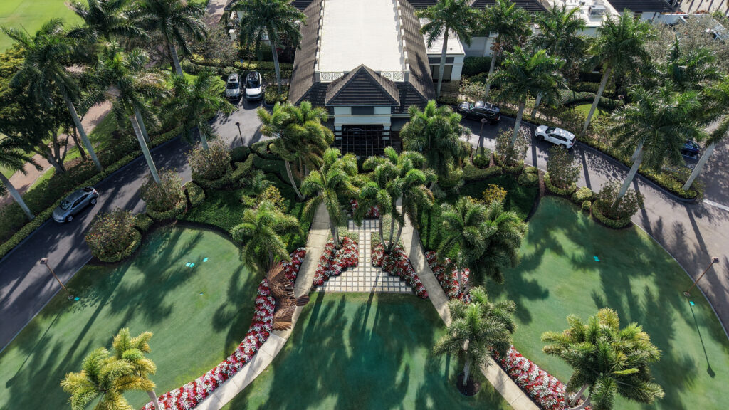 Clubhouse entrance at Seagate Country Club near The Hamlet in Delray Beach